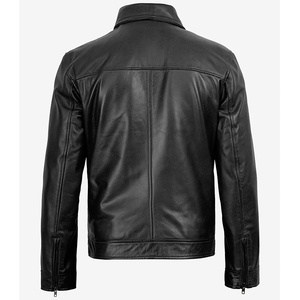 2026 OEM Hot Trending Black Cowhide Leather <b>Jacket</b> For Men's Turn Down Collar Zipper Pockets High Quality Low MOQ Fashion <b>Jacket</b> - Product Image 2