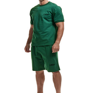 Ensemble décontracté d'été pour hommes : T-shirt à manches courtes et short, couleur unie, grande taille, séchage rapide, 100 % coton respirant, 2 pièces - Product Image 4