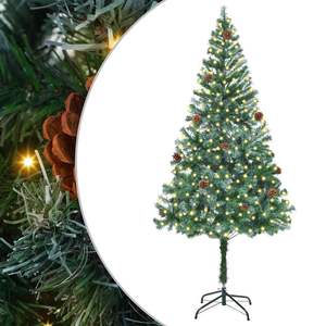 Árbol de Navidad Artificial de PVC Verde y Acero de 70.87 Pulgadas con Elegantes Luces Decorativas Navideñas - Product Image 2