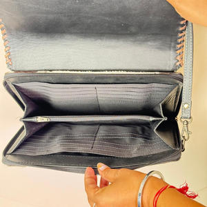 Newest Sunflower Hand Tooled Leather Hair-On Cowhide Leather Crossbody Carryall Wallet Genuine Leather Women's Organizer Wallets - Product Image 6