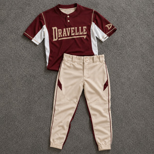 OEM Custom Vintage Men's Softball Uniform Burgundy Button-<b>Down</b> Baseball Jersey Cream Pinstripe <b>Pants</b> Personalized Team Kit - Product Image 1