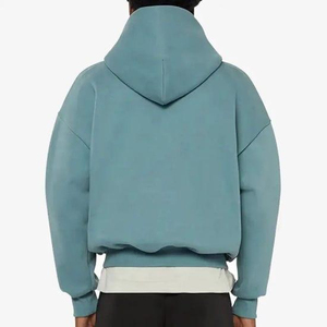 เสื้อฮู้ดซิปแบบโอเวอร์ไซส์ ยูนิเซ็กซ์ สีพื้น ผ้าเฟรนช์เทอร์รี่ ทรงลำลอง แขนปกติ ดีไซน์กระเป๋าถักนิตติ้งสำหรับฤดูหนาว - Product Image 2