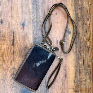 Cartera de cuero de vaca para mujer con bolsillo para teléfono Monedero de pulsera de cuero genuino occidental Pelo de alta calidad en bolsa móvil oculta - Product Image 4