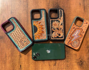 Nueva llegada occidental elegante mano Tooled fundas de teléfono de cuero personalizado Vintage de lujo de alta calidad teléfono 15 fundas móviles - Product Image 6
