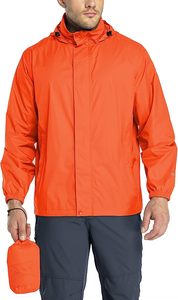 Men's Hooded Waterproof Lightweight Outdoor Rain <b>Jacket</b> Regular Fit Solid Color Polyester Spring Hiking <b>Jacket</b> - Product Image 3