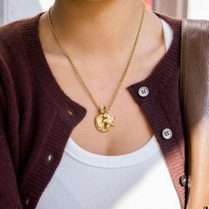 Collar de Moda 2026, Popular, en Oferta, Chapado en Oro de 18K PVD, Acero Inoxidable, con Circonita, Diseño de Sol, Luna y Estrella, Resistente al Agua, para Mujer - Product Image 5