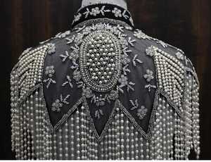 Luxury MIYOMIDO Ivory Polyester Beaded Tassel Lace Capelet Intricate Embroidered Bridal <b>Cover</b> <b>up</b> for <b>Wedding</b> In-Stock - Product Image 6