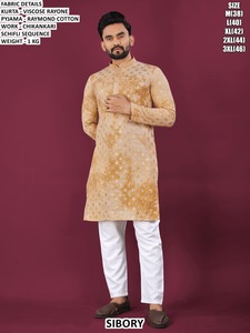 Kurta pour homme Regal Noir, style traditionnel, longueur au sol, coupe classique, séchage rapide - Product Image 1
