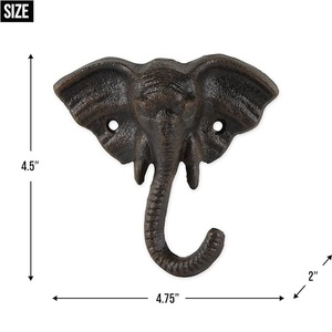 Elephant Head Wall <b>Hook</b> Metal Handmade Animal Design Waterproof Eco-Friendly Durable Novelty <b>Single</b> <b>Hook</b> - Product Image 5