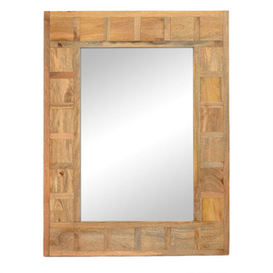 Miroir rectangulaire en bois de manguier naturel classique en gros, miroir en bois massif pour hôtel et décoration intérieure, prix d'usine - Product Image 1