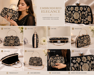Bolso de mano nupcial bordado floral con cuentas hecho a mano, de terciopelo con forro de satén y cierre magnético para bodas y eventos nocturnos para mujer - Product Image 4