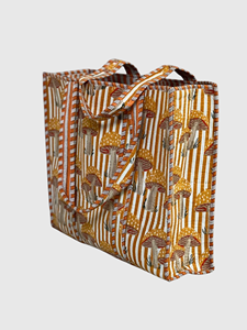 Sac fourre-tout en toile à imprimé champignons, fermeture ouverte, sac de shopping pour femme, toutes saisons, style bohème - Product Image 2