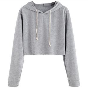 Haut court tricoté décontracté élégant à manches longues pour femme, avec capuche, couleur personnalisable, vente en gros, haute qualité, mode, pour l'extérieur et l'hiver - Product Image 1