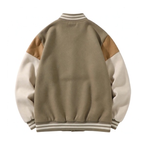Unisex <b>Yellow</b> Colour Block Varsity <b>Jacket</b> Vintage Wool Body Polyester/Cotton Sleeves Snap Button Casual Street Wear Letterman - Product Image 1