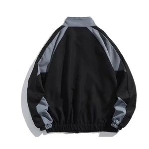 เสื้อแจ็คเก็ตบอมเบอร์ผู้ชาย สีกรมท่า ขาว คอตั้ง ซิป ทรงสปอร์ต หลวม ใส่สบาย ระบายอากาศได้ดี เหมาะสำหรับฤดูใบไม้ร่วง - Product Image 3
