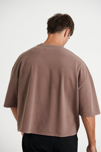 Camisetas de peso pesado de alta calidad para hombres 100% algodón personalizable cuello redondo de gran tamaño blanco liso camisetas tela peinada - Product Image 6