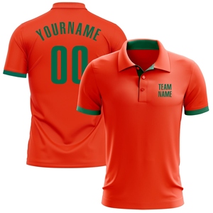 Wholesale Direct industry Best Selling Custom <b>Orange</b> Green Performance Golf <b>Polo</b> Shirt - Product Image 1