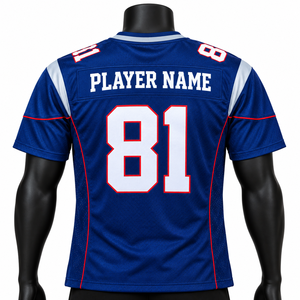 Maillot de football américain Teamname 81 pour homme, col en V, anti-transpiration, 100 % polyester, manches courtes, coupe classique, grandes tailles, sans coutures - Product Image 2