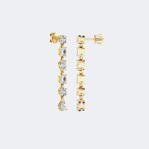 Pendientes Largos con Diamantes de Varias Formas de 1.95CTW, Oro de 10k, Diamantes Cultivados en Laboratorio, Esmeralda Marquise, Ovalados, en Forma de Pera, Joyería para Mujer - Product Image 1