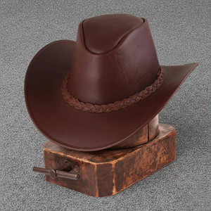 Sombrero de caballero para carreras de caballos al aire libre, personalizado, de cuero brillante, estilo vaquero del oeste, de gran venta - Product Image 2