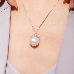 11-12mm Freshwater <b>Edison</b> Pearl Pendant S925 Ice Queen Round Strong <b>Light</b> White Necklace Fine Pendant Necklaces - Product Image 1