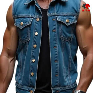 Gilet en jean personnalisé Ryan Pro Gear pour hommes, tissu confortable et respirant avec logo personnalisé - Product Image 4