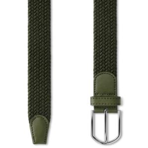 Ceinture de golf décontractée pour homme en toile tressée élastique, ajustable, avec garniture en cuir vert et boucle en alliage de zinc, durable, OEM - Product Image 4