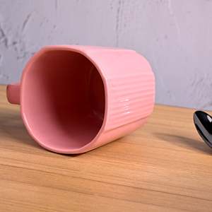 <b>Set</b> of 4 Pastel Pink Glazed Ceramic Mugs <b>Microwave</b> Safe with Tray High Quality Coffee Cups - Product Image 6