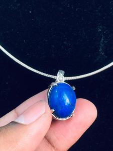 Collar Ovalado Azul Intenso con Colgante de Piedra, Joyería de Plata Alemana, Regalo para Mujer, Gema Azul de Alta Calidad, Hecho a Mano, Venta al por Mayor - Product Image 4