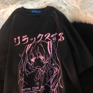 Camiseta Vintage para Hombre con Gráfico de Anime, Diseño de Chica Manga Japonesa, Estilo Harajuku, Talla Grande, Algodón - Product Image 3