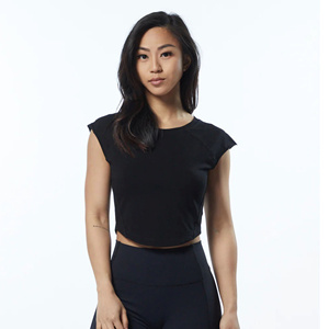 Women's Sleeveless O-Neck Crop Top Minimalist Solid Black <b>Knitted</b> Pullover Breathable All Seasons High Waist Leggings <b>Set</b> - Product Image 4
