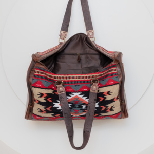 Couverture de selle usinée à la main sac polochon 100% sac de voyage week-end en cuir véritable femmes occidentales continuer à la mode sacs à bagages aztèques - Product Image 6