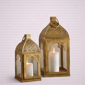 Luxury Metal <b>Moroccan</b> <b>Lantern</b> Set with Intricate Cutwork Warm Candle Glow Elegant Festive Home Table Decor - Product Image 1