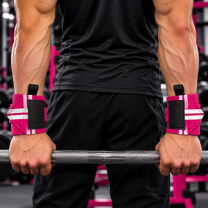 ผ้าพันข้อมือ RHINO FITNESS สีชมพู ทำจากผ้าฝ้าย สำหรับมือซ้าย พร้อมแถบตีนตุ๊กแกสำหรับยกน้ำหนัก - Product Image 2