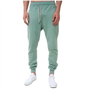 Pantalones Deportivos Verde Menta para Hombre, Cintura Elástica con Cordón, Estilo Casual, Bolsillos Laterales, Transpirables, de Algodón Tejido, para Otoño - Product Image 1