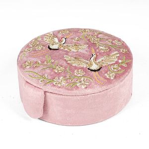 Beaded Embroidered Promotional Jewelry Storage Box Mirror Custom Velvet Earrings Necklace Set Custom Logo Heat Transfer Printing - Product Image 1