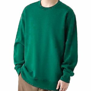 เสื้อสเวตเชิ้ตผู้ชายสีน้ำตาล คอกลม ผ้าฝ้ายถัก 100% ทรงโอเวอร์ไซส์ สีพื้น แขนยาว สไตล์ลำลอง สำหรับฤดูใบไม้ร่วง - Product Image 6