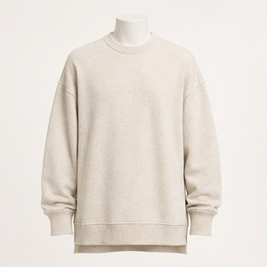 Sudadera Personalizada de Algodón Texturizado para Hombre, Modelo Oversized Longline Wide Rib Crewneck Pullover, MCRW-0046 - Product Image 1