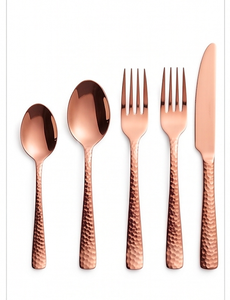 Ensemble de couverts modernes en cuivre, 5 pièces, finition martelée, acier inoxydable, pour mariage et repas - Product Image 1
