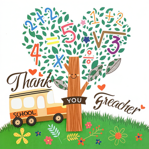 Tarjeta de felicitación con diseño de árbol de matemáticas - Product Image 2