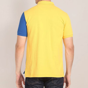Men's Color Blocked Knitted Short Sleeve <b>Polo</b> Shirt With Zipper Casual Style <b>White</b> Blue Yellow Low MOQ Men's <b>Polo</b> Shirts - Product Image 2