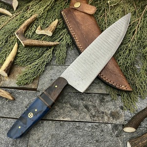 Hand Forged Twist Damascus Chef <b>Knife</b> | Wood & Resin Handle | Hunting <b>Kitchen</b> <b>Knife</b> 13 Inch <b>Sharp</b> Bevel Edge Outdoor Use - Product Image 6