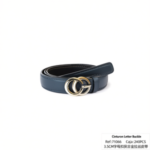Cintura con Fibbia a Lettera 3,5 cm in Oro Anticato Spazzolato, Accessorio Moda per Uomo e Donna - Product Image 2