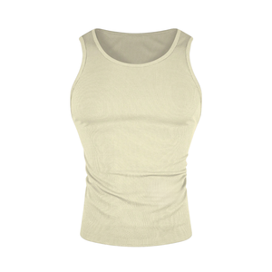 <b>Men</b> Ribbed Tank Top Slim Fit Sleeveless Spandex/Polyester Quick Dry Sports <b>Singlet</b> Solid Front Logo for Gym Training Casual Wear - Product Image 3