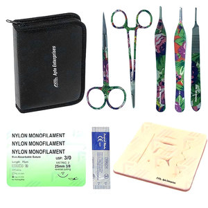 Kit de Práctica de Sutura Curva para Cirugía Menor, Herramientas Quirúrgicas de Acero Inoxidable, Incluye Tijeras y Pinzas - Product Image 1