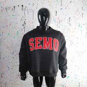 Sudadera Negra con Cuello Redondo SEMO, Oversize, de Felpa, Unisex, Casual, Otoñal, con Diseño de Letras en la Parte Delantera CLUSH SPORTS - Product Image 5