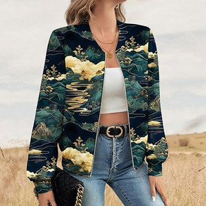 Wholesale Price <b>Womens</b> Bomber <b>Jacket</b> Casual Winter Single Button Lightweight Outerwear Sheep Skin Fabric for Trendy Everyday - Product Image 2