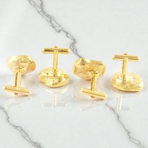 กระดุมข้อมือหินอาเกตเคลือบทอง – เครื่องประดับกระดุมข้อมือหินธรรมชาติทำมือสำหรับผู้ชาย - Product Image 2