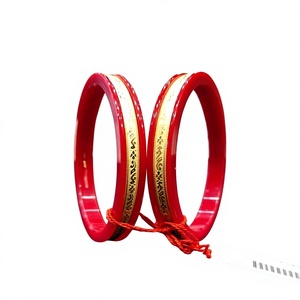 Brazaletes Pola Badhano de oro macizo de 22 quilates, joyería tradicional banglada con coral rojo y chapado en oro para mujeres, joyería india al por mayor. - Product Image 1