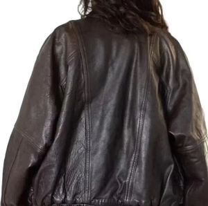 Blouson en cuir premium pour femme, tricoté, respirant, coupe-vent, écologique, blousons en cuir surdimensionnés - Product Image 3